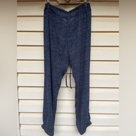 Cabi blue/white tiny squares 2-piece pant suit. Top-straps, flared below waist,S - Picture 2 of 16